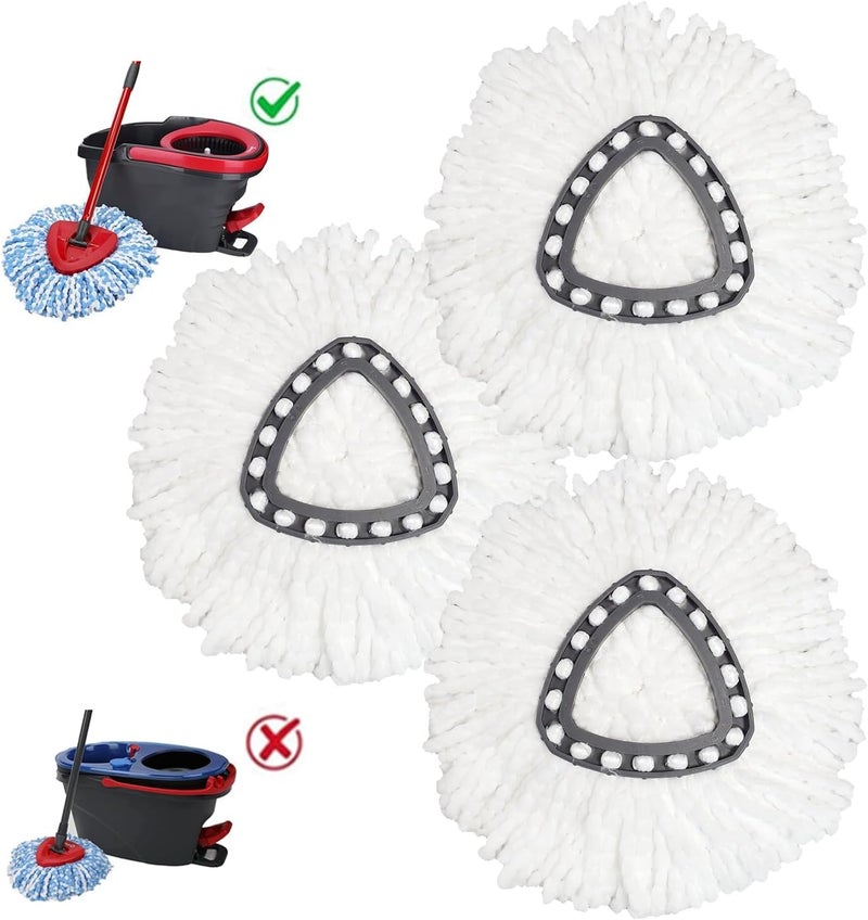JIUMEE Easywring 1-Tank System,Mop Replacement Heads for O-Ceda Mop Replace Head, Spin Mop Heads Replacements, Microfiber Spin Mop Refills, Easy Cleaning Mop Head Replacement (White-3pcs) - Image 1